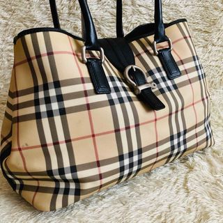 バーバリー(BURBERRY)の美品 バーバリーロンドン トートバッグ ノバチェック  レザー ベージュ　A4(トートバッグ)