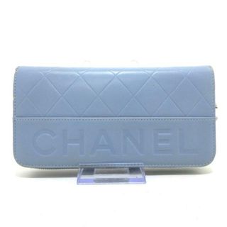 シャネル(CHANEL)のCHANEL(シャネル) 長財布 マトラッセ ライトブルー ロゴ型押し ラムスキン(財布)