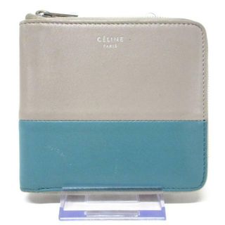 セリーヌ(celine)のCELINE(セリーヌ) 2つ折り財布 - ベージュ×ライトグリーン ラウンドファスナー レザー(財布)