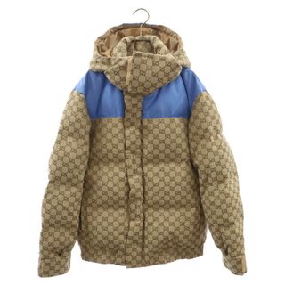 グッチ(Gucci)のGUCCI グッチ GG JACQUARD HOODED DOWN JACKET GGコットンキャンバス パデッド ダウンジャケット ブラウン 751395 Z8BJ6 2190(ダウンジャケット)