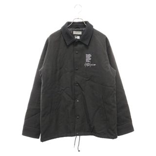 ヨウジヤマモト(Yohji Yamamoto)のYohji Yamamoto POUR HOMME ヨウジヤマモト プールオム 22AW × NEW ERA W COACH JKT YY L × ニューエラ ロゴプリント ウールコーチジャケット ブラック HE-Y90-513(フライトジャケット)