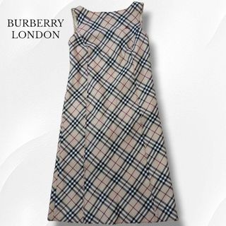 BURBERRY BLUE LABEL - 【美品】バーバリー　ノバチェック　ワンピース　ベージュ　S　赤ホースロゴ