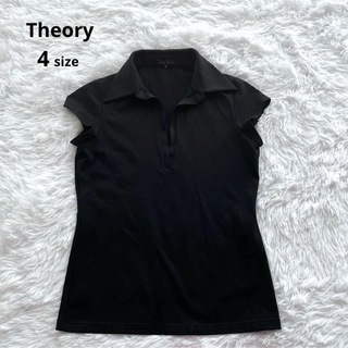 theory - Theory トップス 黒 シャツ 襟付き ゴルフウェア Vネック プルオーバー