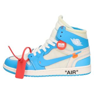 ナイキ(NIKE)のNIKE ナイキ ×OFF-WHITE AIR JORDAN 1 POWDER BLUE UNC AQ0818-148 オフホワイト エアジョーダン1 パウダーブルー ハイカットスニーカー ホワイト/ブルー US8.5/26.5cm(スニーカー)