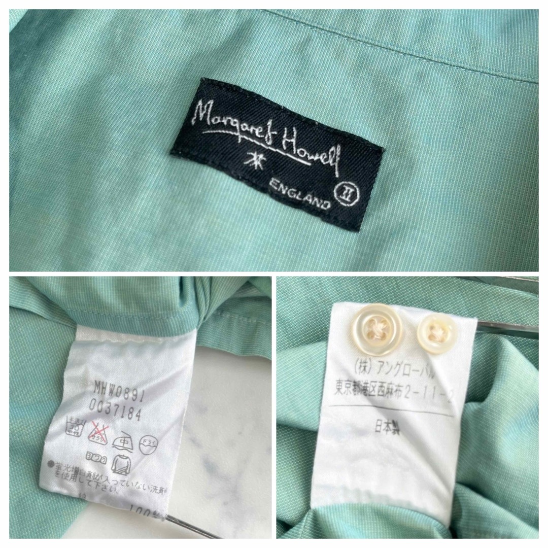 MARGARET HOWELL(マーガレットハウエル)のMARGARET HOWELL オープンカラーシャツ 七分袖 M 光沢 レディースのトップス(シャツ/ブラウス(長袖/七分))の商品写真