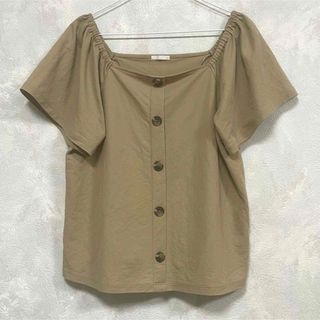 GU - 【美品】GU ジーユー 2WAY オフショルダー ブラウス ブラウン 半袖 L