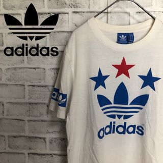 オリジナルス(Originals（adidas）)の希少デザイン⭐️00s adidasトレファイル&スター Tシャツ M 白×青赤(Tシャツ/カットソー(半袖/袖なし))