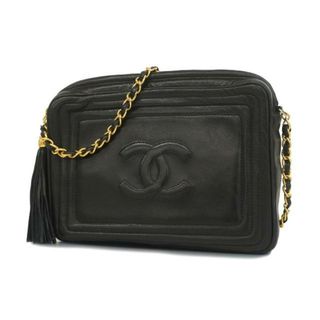 シャネル(CHANEL)の【4ic3252】シャネル ショルダーバッグ/フリンジ付きチェーンショルダー/ラムスキン/ブラック/ゴールド金具 【中古】 レディース(ショルダーバッグ)