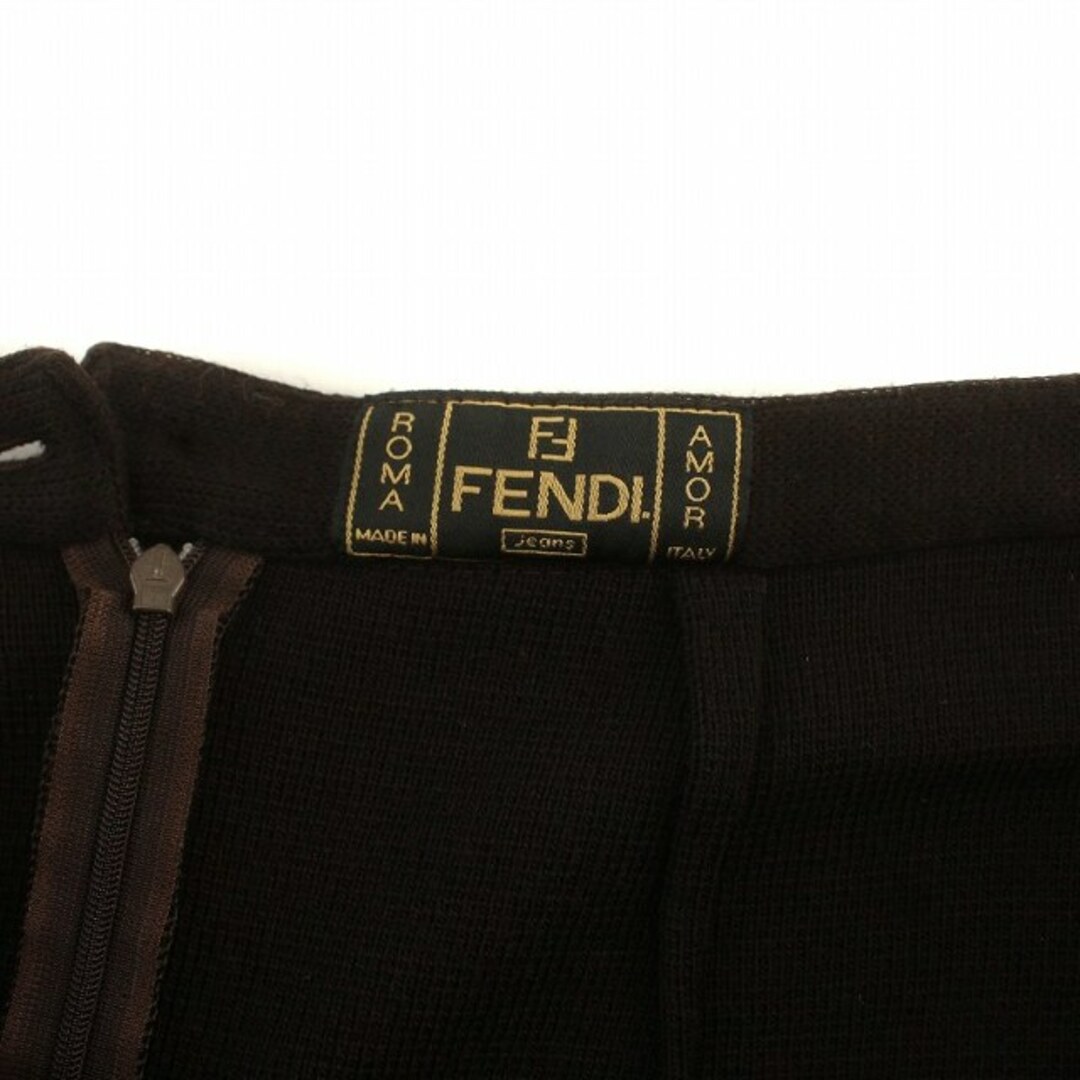 FENDI(フェンディ)のフェンディ ヴィンテージ ナロースカート ロング ニット ロゴ 48 L 茶 レディースのスカート(ロングスカート)の商品写真