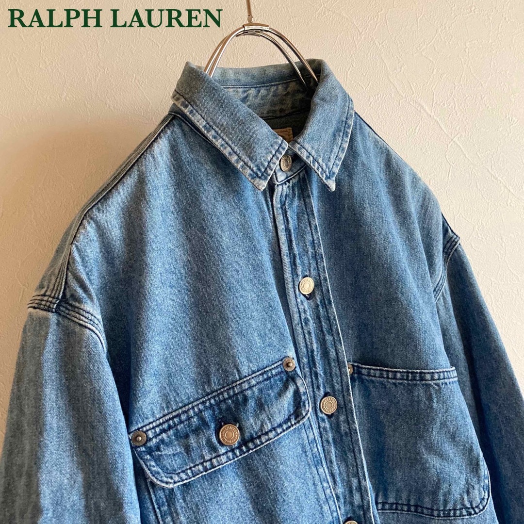 Ralph Lauren(ラルフローレン)のビンテージ ラルフローレン 白タグ デニムシャツ 11 インディゴ レディースのトップス(シャツ/ブラウス(長袖/七分))の商品写真