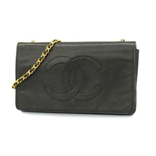 シャネル(CHANEL)の★SALE 【4ic3853】シャネル ショルダーウォレット/チェーンショルダー/キャビアスキン/ブラック/ゴールド金具 【中古】 レディース(財布)