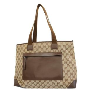 グッチ(Gucci)の【4ic3897】グッチ トートバッグ/GGキャンバス/34339/キャンバス/レザー/ブラウン/ベージュ/シルバー金具 【中古】 レディース(トートバッグ)