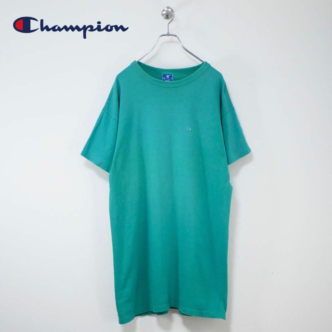 Champion(チャンピオン)のChampion 80-90s USA製 青刺繍タグ Tee ターコイズ XL メンズのトップス(Tシャツ/カットソー(半袖/袖なし))の商品写真