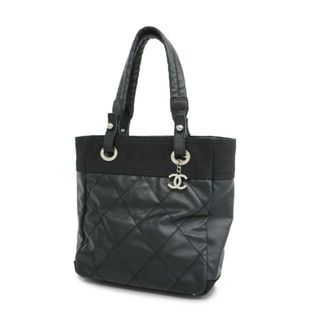 シャネル(CHANEL)の【4id4035】シャネル トートバッグ/パリビアリッツ/キャンバス/ブラック/シルバー金具 【中古】レディース(トートバッグ)