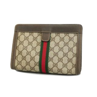 グッチ(Gucci)の【4id4036】グッチ クラッチバッグ/GGスプリーム/シェリーライン/010 378/PVC/ブラウン 【中古】 レディース(セカンドバッグ/クラッチバッグ)