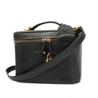 CHANEL - 【4id4066】シャネル バニティバッグ/キャビアスキン/ブラック/ゴールド金具 【中古】 レディース