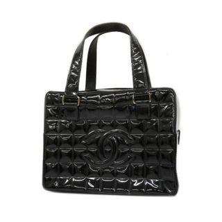 シャネル(CHANEL)の【4id4082】シャネル ハンドバッグ/チョコバー/パテントレザー/ブラック/シルバー金具 【中古】レディース(ハンドバッグ)