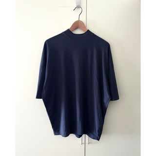 ジルサンダー(Jil Sander)のJIL SANDER ネイビー モックネックオーバーTシャツ(Tシャツ/カットソー(半袖/袖なし))