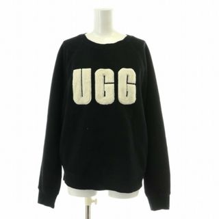 アグ(UGG)のアグ 23AW マドリン ファジー ロゴ トレーナー スウェット 裏起毛 S 黒(トレーナー/スウェット)