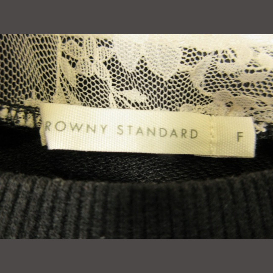 BROWNY(ブラウニー)のブラウニー スタンダード カットソー レース 無地 シンプル 長袖 黒 F  レディースのトップス(カットソー(長袖/七分))の商品写真