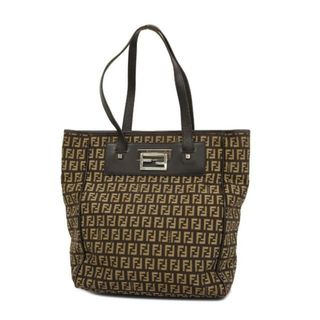 フェンディ(FENDI)の★SALE 【4id4184】フェンディ トートバッグ/ズッキーノ/ナイロンキャンバス/レザー/ブラウン/シルバー金具 【中古】 レディース(トートバッグ)