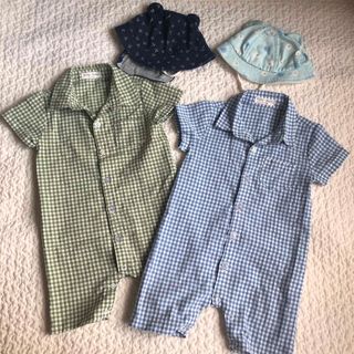 半袖ロンパース　男の子　夏服　帽子　まとめ売り(ロンパース)