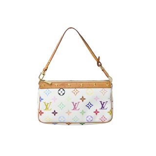 ルイヴィトン(LOUIS VUITTON)のLOUIS VUITTON ルイヴィトン 村上隆 ポシェットアクセソワール マルチカラー ホワイト M92649 美品 中古 64109(ハンドバッグ)