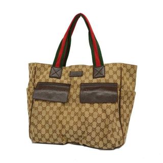 グッチ(Gucci)の【4id4127】グッチ トートバッグ/GGキャンバス/シェリーライン/161836/キャンバス/ブラウン/シルバー金具 【中古】 レディース(トートバッグ)