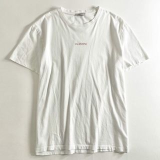 ヴァレンティノ(VALENTINO)の13e22 VALENTINO ヴァレンティノ イタリア製 フロントロゴ Tシャツ クルーネック カットソー プリント WV3MG10V738 Lサイズ ホワイト コットン(Tシャツ/カットソー(半袖/袖なし))