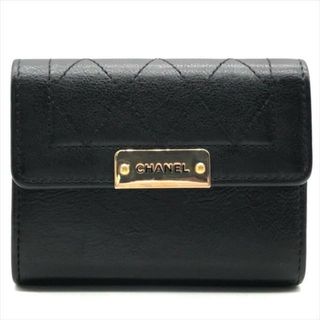 シャネル(CHANEL)の美品 CHANEL シャネル ロゴ金具 マトラッセ 財布 ウォレット コインケース ブラック レディース a3668(財布)