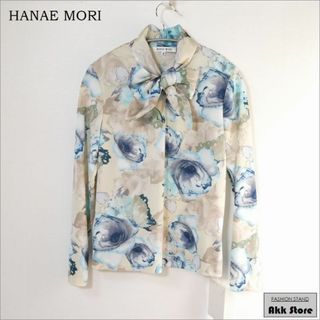 ハナエモリ(HANAE MORI)の美品☆HANAE MORI レディース 長袖 リボン ブラウス 日本製 M(シャツ/ブラウス(長袖/七分))