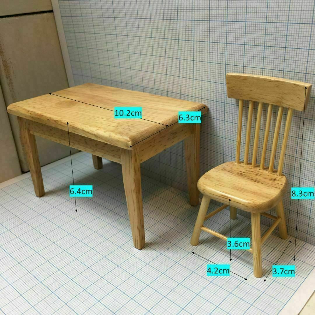 u118◆一家族分です◆ ドールハウス 用 ミニチュア ダイニング セット 茶 ハンドメイドのおもちゃ(ミニチュア)の商品写真