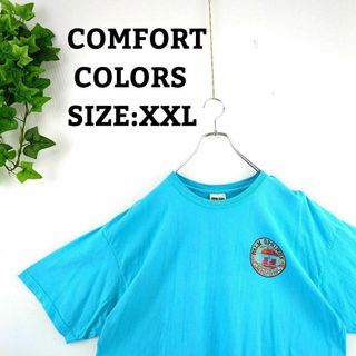 Tシャツ US古着 2XL オーバーサイズ ビッグプリント スカイブルー 半袖(Tシャツ/カットソー(半袖/袖なし))