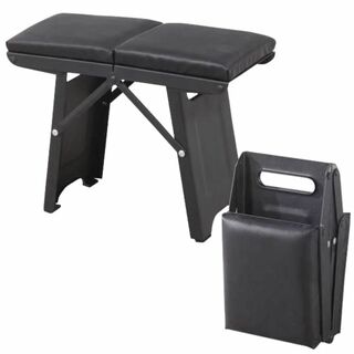 【色: ブラック】折りたたみ椅子 クッション付き 軽量 持ち運び コンパクト お(テーブル/チェア)
