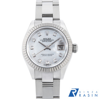 ロレックス(ROLEX)のロレックス デイトジャスト 10Pダイヤ 279174NG ホワイトシェル ランダム番 レディース 中古 腕時計(腕時計)