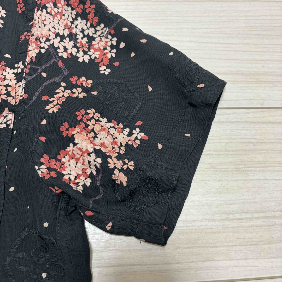 美品 最高傑作■梵殷■シルク 和柄 桜 鶴 富士山 アロハシャツハワイアンシャツ メンズのトップス(シャツ)の商品写真