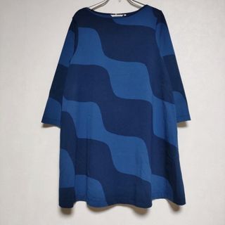 マリメッコ(marimekko)のmarimekko TAIFUUNI チュニック カットソー XS ワンピース ブルー ネイビー レディース マリメッコ【中古】4-0509M∞(その他)