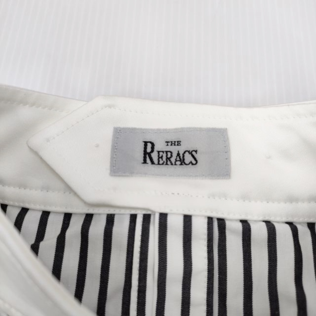 THE RERACS THOMAS MASON BACK TIE PO 定価36000円 20SS ストライプ 半袖 ブラウス シャツ ホワイト グレー レディース ザリラクス【中古】4-0509S◎ レディースのトップス(シャツ/ブラウス(半袖/袖なし))の商品写真