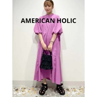 AMERICAN HOLIC - アメリカンホリック　袖バルーンペプラムワンピース　ピンク