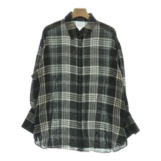 カージュ(Khaju)のkhaju カージュ カジュアルシャツ -(M位) 黒x白x緑(チェック) 【古着】【中古】(シャツ/ブラウス(長袖/七分))