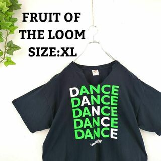 フルーツオブザルーム(FRUIT OF THE LOOM)のTシャツ US古着 輸入 XL オーバーサイズ ビッグプリント ブラック 半袖(Tシャツ/カットソー(半袖/袖なし))