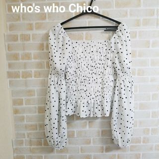 who's who Chico シャーリング刺繍レースパフスリーブブラウス