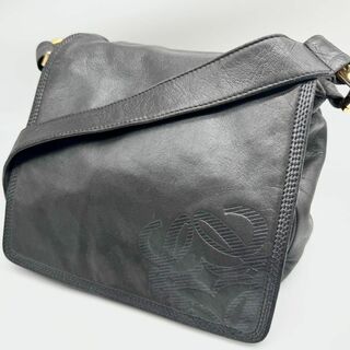 ロエベ(LOEWE)の【美品】ロエベ　ショルダーバッグ　アナグラム　ナッパレザー　ゴールド金具　グレー(ショルダーバッグ)