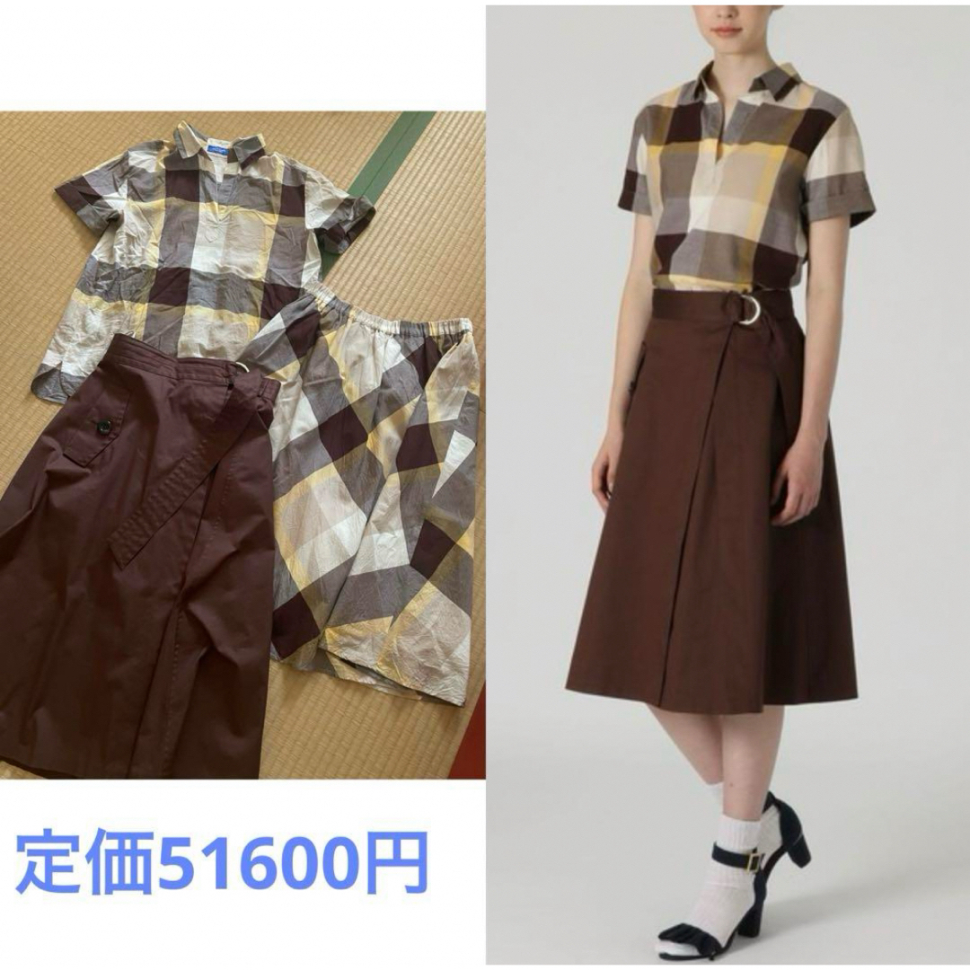 BLUE LABEL CRESTBRIDGE(ブルーレーベルクレストブリッジ)の美品★ブルーレーベルクレストブリッジ   チェック柄シャツ着回し3WAYスカート レディースのワンピース(ひざ丈ワンピース)の商品写真