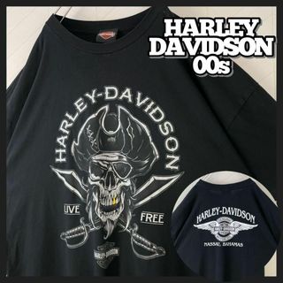 ハーレーダビッドソン(Harley Davidson)の激レア00s ハーレーダビッドソン Tシャツ 両面デカロゴ スカル ビックサイズ(Tシャツ/カットソー(半袖/袖なし))