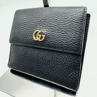 Gucci - 【超美品✨】グッチ GG マーモント 二つ折り財布 Wホック ブラック 黒