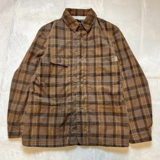 ステューシー(STUSSY)のOLD STUSSY ボア チェック ブルゾン オンブレ ブラウン(カバーオール)