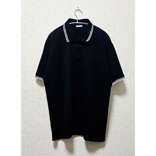 ジーユー(GU)の新品同様 GU ドライ ポロシャツ 半袖 ライン XXL 黒 送料無料(ポロシャツ)