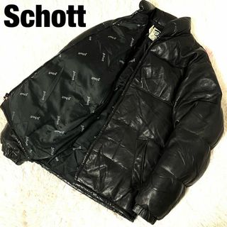 schott - ショット　ダウン　ブラック　34 レザー　レザーダウン　シープスキン　ラムレザー