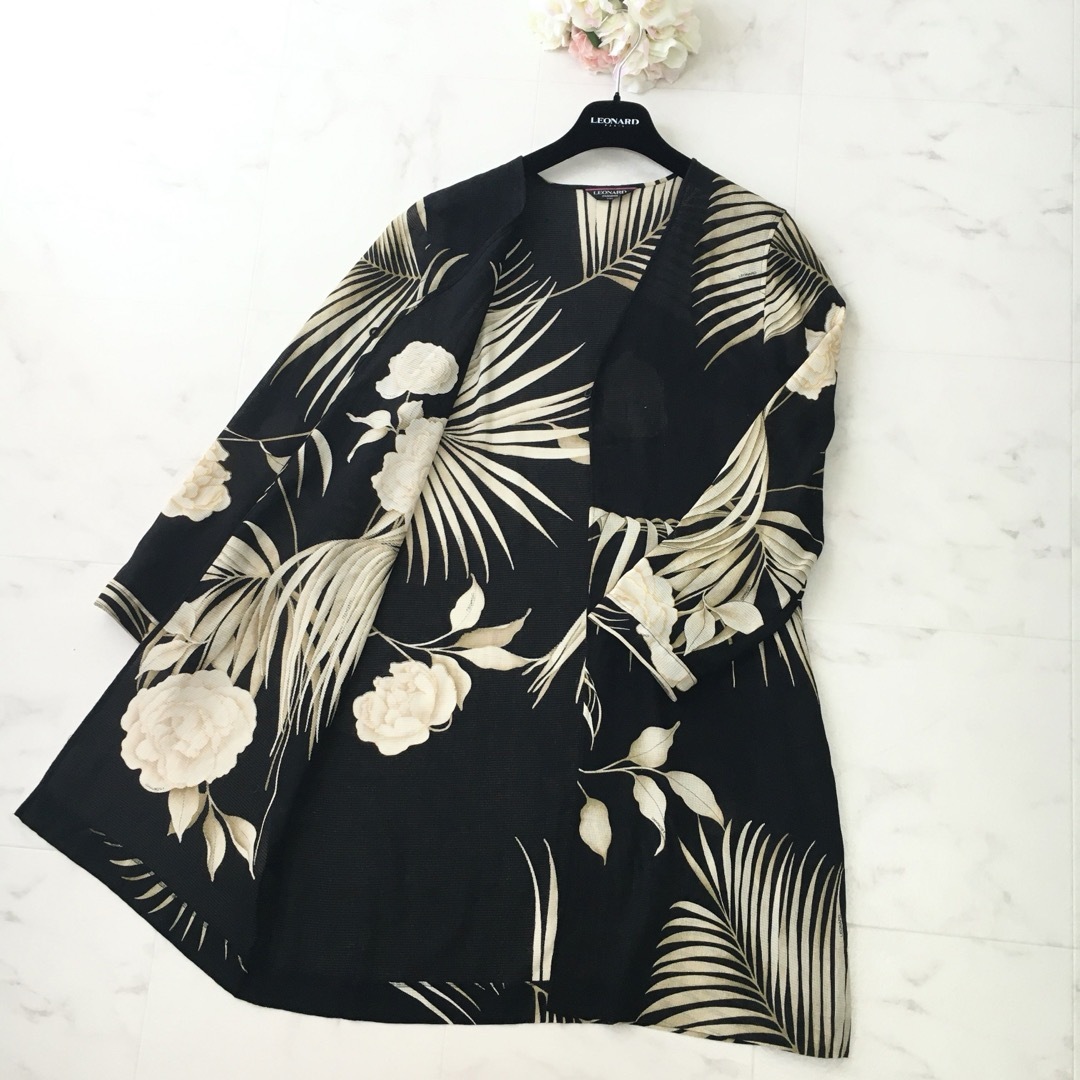 美品 LEONARD レオナール コットン メッシュ ロング ジャケット 美品 LEONARD レオナール コットン メッシュ ロング ジャケット